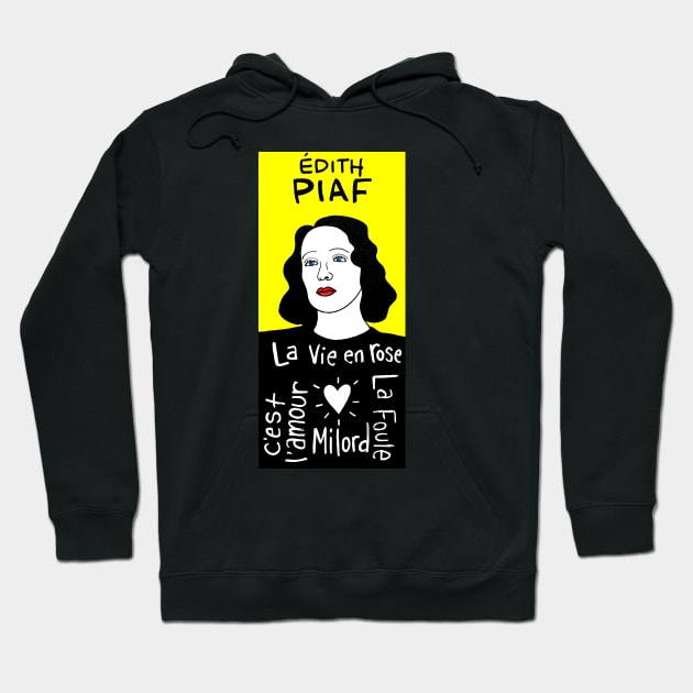 Edith Piaf pop folk art Hoodie by krusefolkart